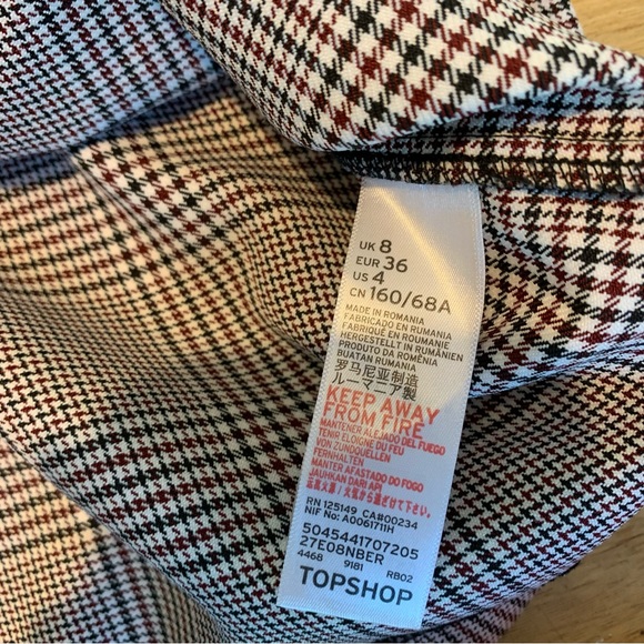 Topshop Black & Burgundy Houndstooth Skirt 4 - Picture 5 of 7
